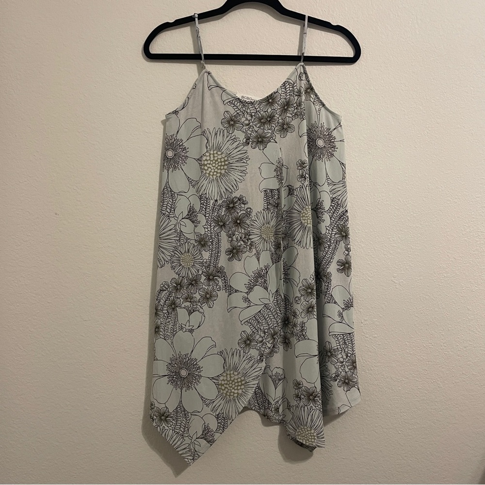 BCBGeneration Light Blue Floral Spaghetti Strap Blouse Size XS